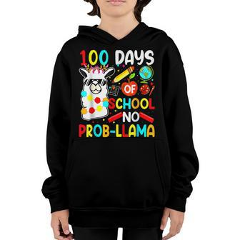 100 Days Of School No Probllama Llama Teachers Students V3 Youth Hoodie - Seseable