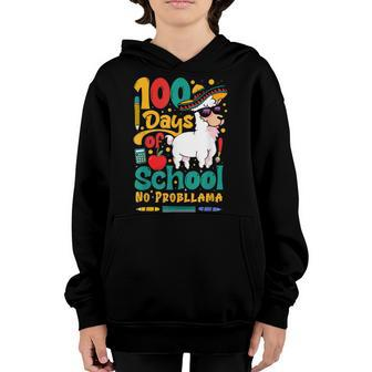 100 Days Of School No Probllama Llama Teachers Students Youth Hoodie - Seseable