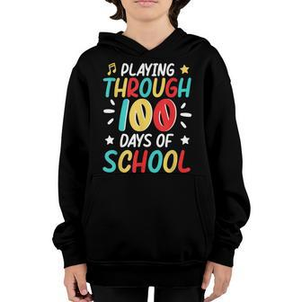 100 Days Of School Playing Music Teacher Cool Student Gifts Youth Hoodie - Seseable