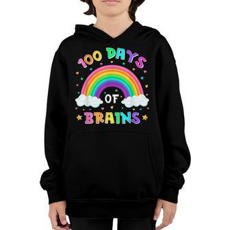 100 Days Of School Rainbow Hearts 100Th Day Of Brains Kids  Youth Hoodie