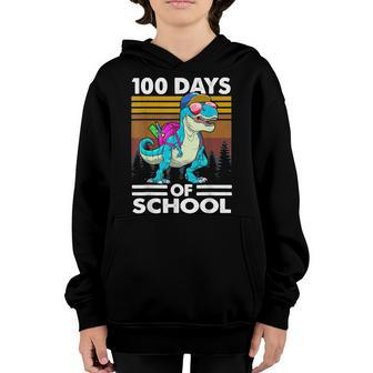 100 Days Of School T-Rex 100 Days Smarter 100Th Day Youth Hoodie - Seseable