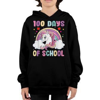 100 Days Of School Unicorn Girls Teacher 100Th Day Of School V3 Youth Hoodie - Thegiftio UK