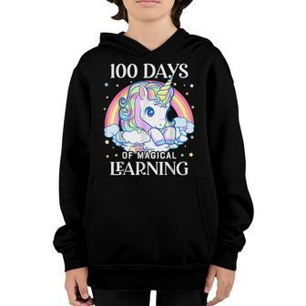 100 Days Of School Unicorn Girls Teacher 100Th Day Of School  V4 Youth Hoodie
