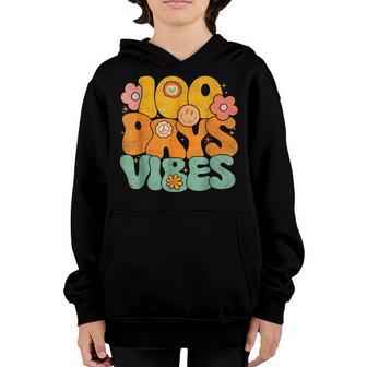 100 Days Of School Vibes 100Th Day Of School Retro Groovy Youth Hoodie - Thegiftio UK