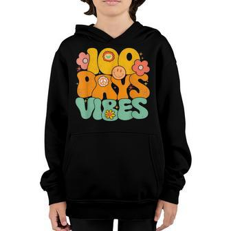 100 Days Of School Vibes 100Th Day Of School Retro Groovy Youth Hoodie - Seseable