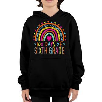 100 Days Of Sixth Grade Leopard Rainbow 100Th Day Of School Youth Hoodie - Thegiftio UK