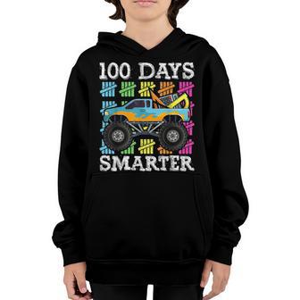 100 Days Of Smarter Monster Truck School Kids Boys Youth Hoodie - Thegiftio UK