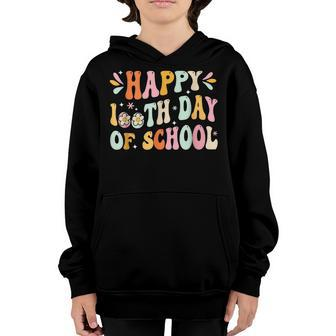 100 Days Retro Groovy Happy 100Th Day Of School Teacher Kids Youth Hoodie - Seseable