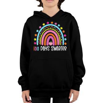 100 Days Smarter 100 Days Of School Rainbow Teachers Kids V4 Youth Hoodie - Thegiftio UK
