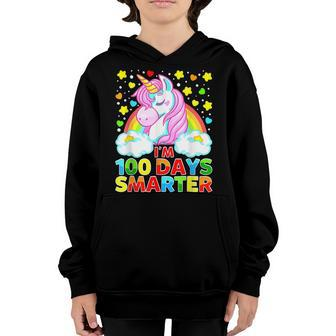 100 Days Smarter 100 Days Of School Unicorn Girls Costume Youth Hoodie - Thegiftio UK