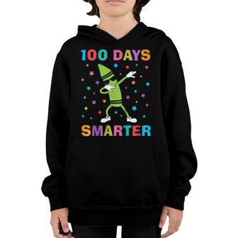 100 Days Smarter 100Th Day Of School Dabbing Crayon Youth Hoodie | Mazezy