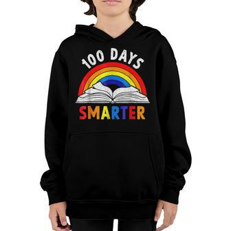 100 Days Smarter Book Rainbow 100 Day Of School Boy Girl Kid Youth Hoodie - Seseable