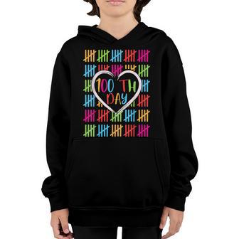 100 Days Smarter Counting Tally Marks 100Th Day Of School V2 Youth Hoodie - Thegiftio UK