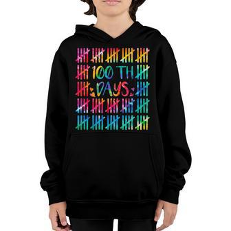100 Days Smarter Counting Tally Marks 100Th Day Of School V7 Youth Hoodie - Thegiftio UK