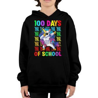 100 Days Smarter Dabbing Unicorn 100 Day Of School Girl Kid Youth Hoodie - Seseable