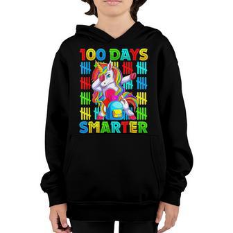 100 Days Smarter Dabbing Unicorn Dab Kid Girls School Youth Hoodie - Thegiftio UK