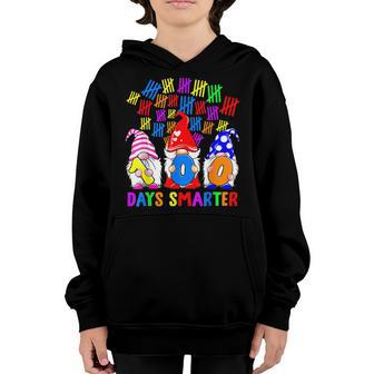 100 Days Smarter Gnomes Cute Happy 100Th Day Of School Gnome V3 Youth Hoodie - Thegiftio UK
