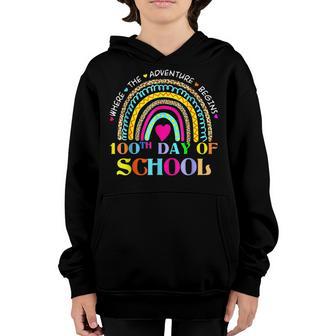 100 Days Smarter Happy 100Th Day Of School Rainbow Leopard V54 Youth Hoodie - Thegiftio UK