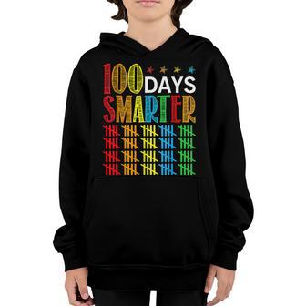 100 Days Smarter Happy 100Th Day Of School Student Teacher V6 Youth Hoodie - Thegiftio UK