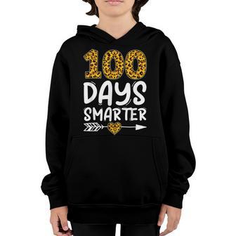 100 Days Smarter Leopard 100Th Day Of School Gift Teachers Youth Hoodie - Thegiftio UK