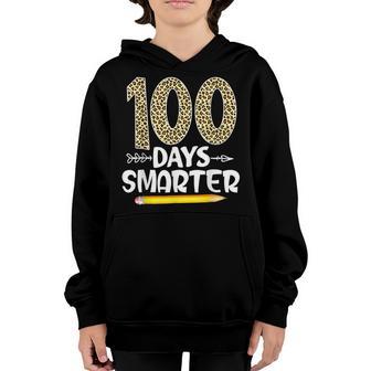 100 Days Smarter Leopard 100Th Day Of School Teachers Kids Youth Hoodie - Thegiftio UK