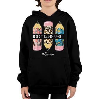 100 Days Smarter Leopard Pencil 100Th Day Of School Youth Hoodie - Thegiftio UK
