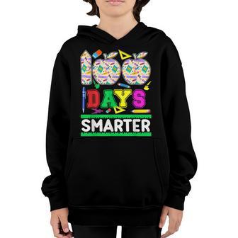 100 Days Smarter Leopard Print Heart Teachers Kids 100Th Day Youth Hoodie - Thegiftio UK
