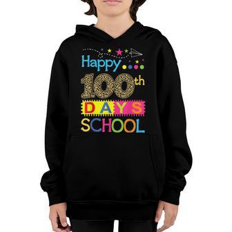 100 Days Smarter Rainbow Happy 100Th Day Of School Teacher Youth Hoodie - Thegiftio UK