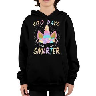 100 Days Smarter Teacher 100Th Day Of School Unicorn Girls Youth Hoodie - Thegiftio UK