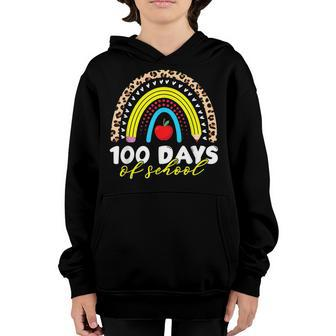 100 Days Smarter Teacher Leopard Rainbow 100Th Day Of School V2 Youth Hoodie - Seseable