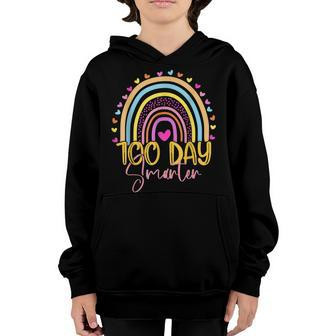 100 Days Smarter Teacher Rainbow 100 Days Of School Kids Youth Hoodie - Thegiftio UK