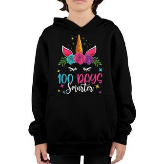 100 Days Smarter Unicorn 100 Days Of School 100Th Day V3 Youth Hoodie - Thegiftio UK