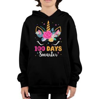 100 Days Smarter Unicorn Girls 100Th Day Of School Kids V3 Youth Hoodie - Thegiftio UK