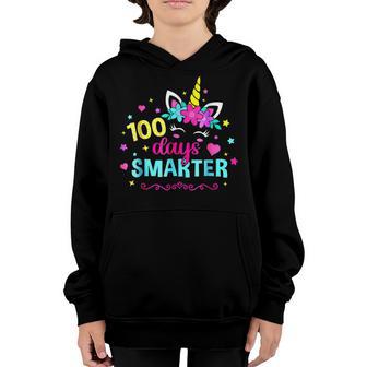 100 Days Smarter Unicorn Girls 100Th Day Of School Kids Youth Hoodie - Thegiftio UK