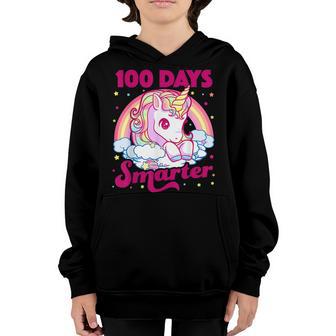 100 Days Smarter Unicorn Girls Teacher 100Th Day Of School V2 Youth Hoodie - Thegiftio UK