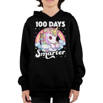 100 Days Smarter Unicorn Girls Teacher 100Th Day Of School V3 Youth Hoodie - Thegiftio UK