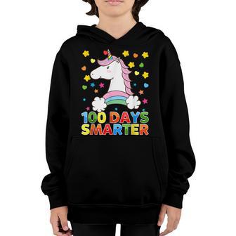 100 Days Smarter Unicorn Girls Teacher 100Th Day Of School Youth Hoodie - Thegiftio UK
