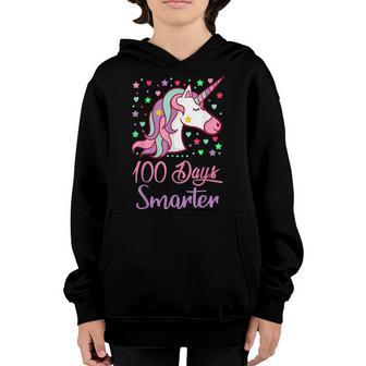 100 Days Smarter Women Girls Unicorn 100Th Day Of School Youth Hoodie - Thegiftio UK