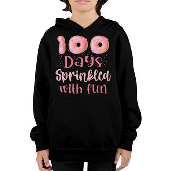 100 Days Sprinkled With Fun Pink Donut 100Th Day Of School Youth Hoodie - Thegiftio UK