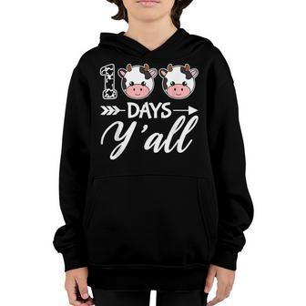 100 Days Yall 100Th Day Of School With Cute Cows Youth Hoodie - Thegiftio UK