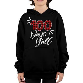 100 Days Yall Funny 100Th Day Of School Red Plaid Ballon Youth Hoodie - Thegiftio UK
