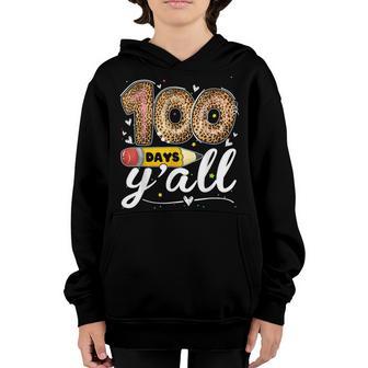 100 Days Yall Leopard 100Th Day Of School Gift Teachers Youth Hoodie - Thegiftio UK