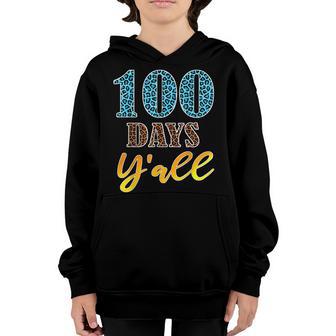 100 Days Yall Leopard 100Th Day Of School Teacher Kid Youth Hoodie - Thegiftio UK