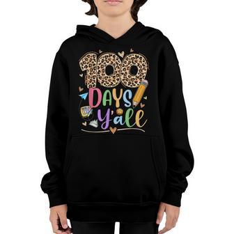100 Days Yall Leopard Gift 100Th Day Of School Boys Girls Youth Hoodie - Thegiftio UK