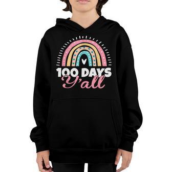 100 Days Yall Teacher Student 100Th Day Of School Rainbow Youth Hoodie - Thegiftio UK