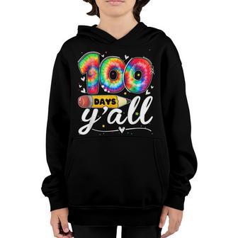 100 Days Yall Tie Dye 100Th Day Of School Gift Teachers Youth Hoodie - Thegiftio UK
