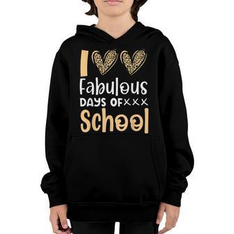 100 Fabulous Days Of School Teachers Cute Heart Leopard Skin Youth Hoodie - Thegiftio UK