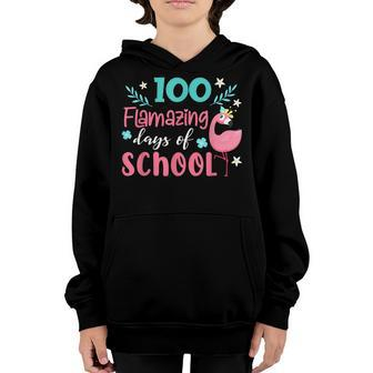 100 Flamazing Days Of School Flamingo 100Th Day Teachers Youth Hoodie - Thegiftio UK