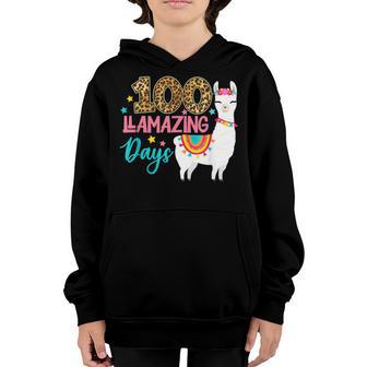 100 Llamazing Days Llama 100Th Day Of School Teacher Kids Youth Hoodie - Thegiftio UK