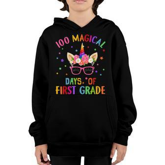 100 Magical Days Of First Grade School Unicorn Girl Youth Hoodie - Seseable